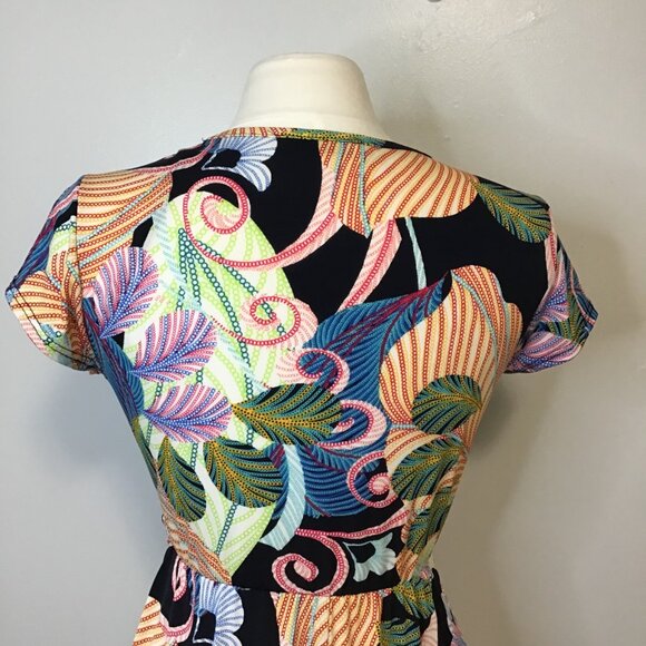 Chetta B Tropical Patterned V-Neck Dress Size XS - Picture 5 of 9